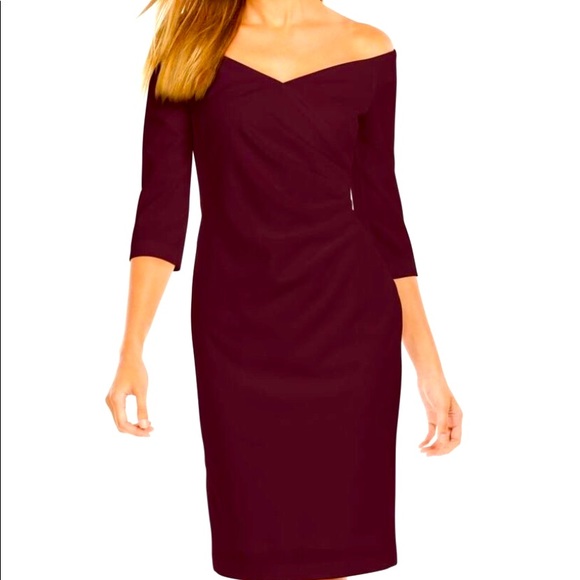 Calvin Klein Womens Off-The-Shoulder Sheath Party Cocktail Dress 14 - Picture 1 of 3
